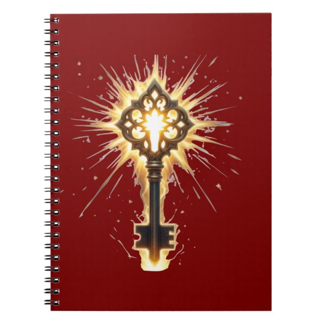 Ancient Fantasy Key with Magical Light – Radiant E Notebook (Front)