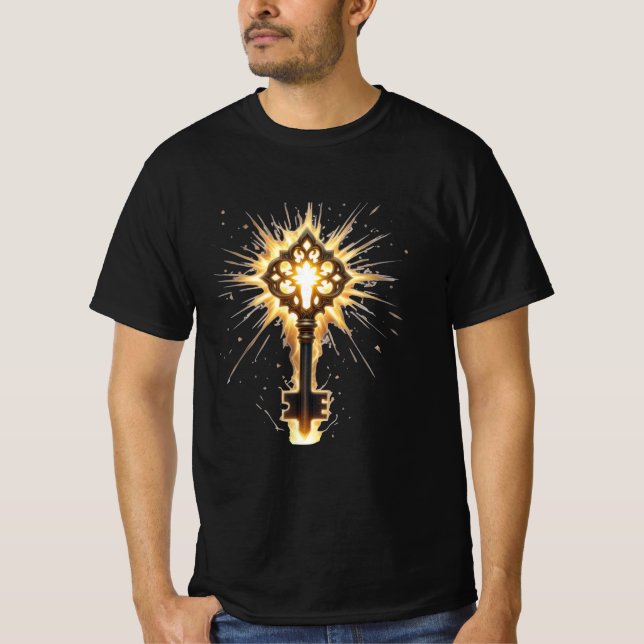 Ancient Fantasy Key with Magical Light – Radiant E T-Shirt (Front)