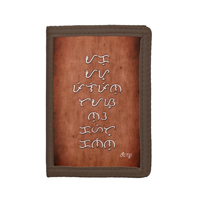 Ancient Filipino Baybayin Alphabet Typography Trifold Wallet (Front Vertical)