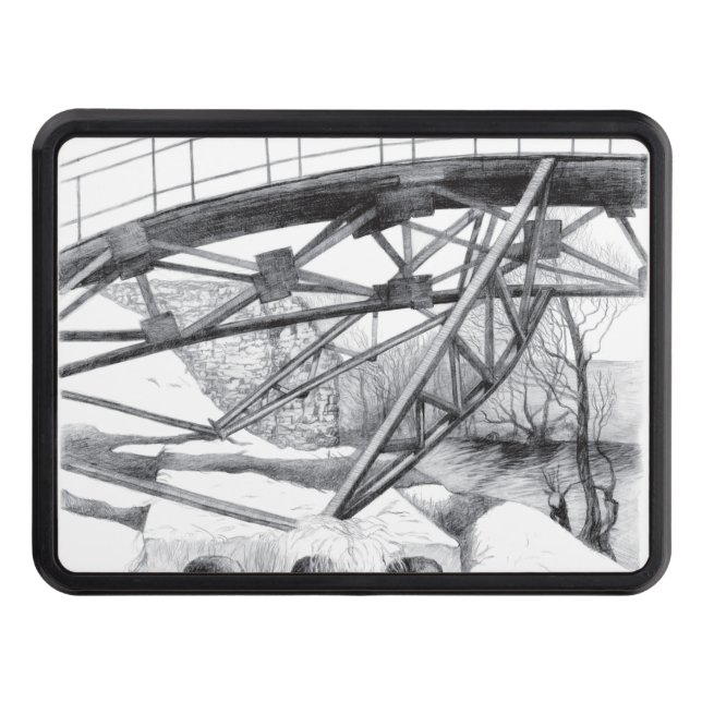 Ancient footbridge pencilart hitch cover (Front)