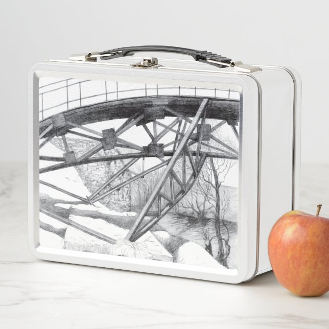 Ancient footbridge pencilart metal lunch box (In Situ)