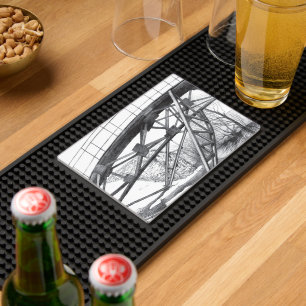 Ancient footbridge pencilart Monochrome Bar Mat
