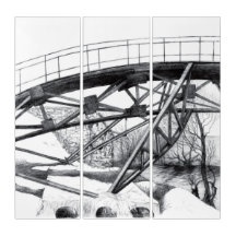 Ancient footbridge pencilart Monochrome