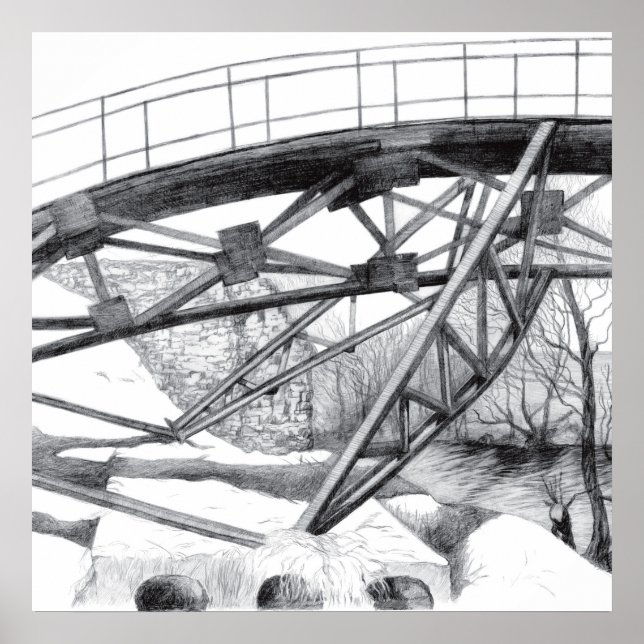 Ancient footbridge pencilart poster (Front)