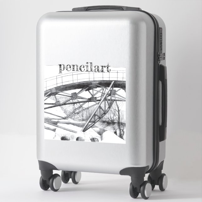 Ancient footbridge pencilart sticker (Suitcase)