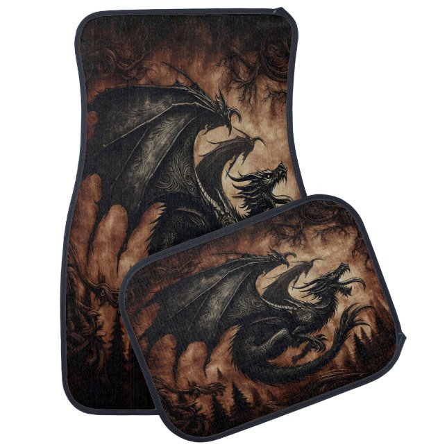 Ancient Forest Dragon in Leather Car Floor Mat (Set)