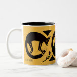 Ancient foxes  and flowers on Indian yellow mug