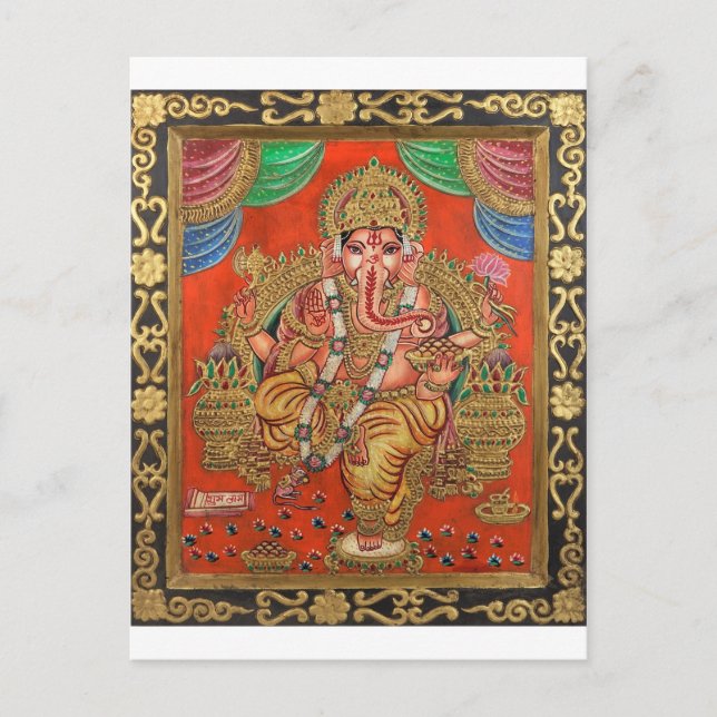 ANCIENT GANESH HAND PAINTINING POSTCARD (Front)