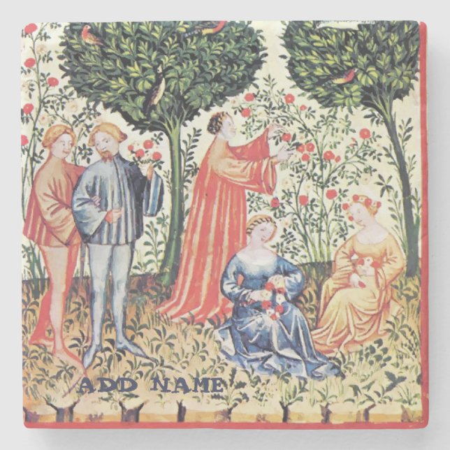 Ancient Garden, Growers, Wine, edit text Stone Coa Stone Coaster (Front)