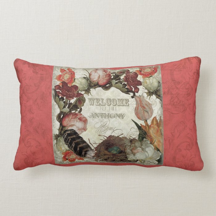 Ancient Garden Vintage Floral Tulip Rose Hellebore Pillow