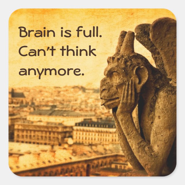 Ancient Gargoyle: Brain is full humorous stickers (Front)