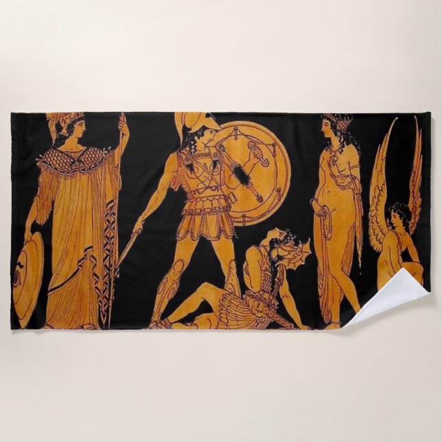 Ancient God And Goddess Frieze - Greece Beach Towel (Front)