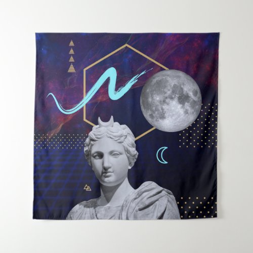 Ancient Gods and Planets Moon Luna Selene Tapestry