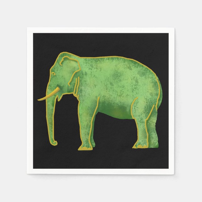 Ancient Gold and Jade Elephant Paper Napkins (Front)