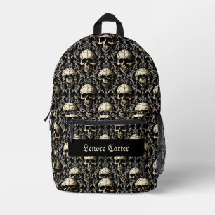 Ancient Goth Skulls Printed Backpack