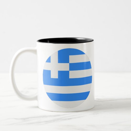 Ancient Greece Aesthetic Round Flag Two_Tone Coffee Mug