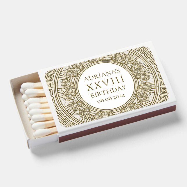 Ancient Greece Birthday Party with stone elements Matchboxes (Front Open)