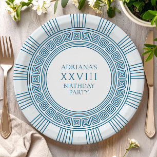 Ancient Greece themed birthday party in blue Paper Plates