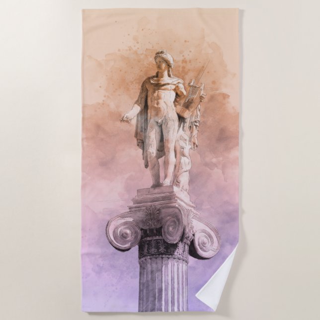 Ancient Greek Apollo Statue Beach Towel – Classic (Front)