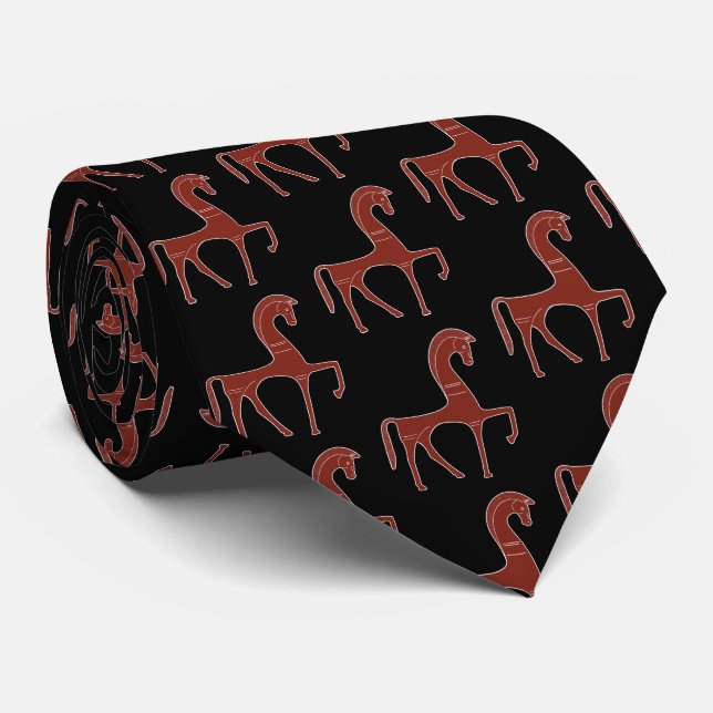 Ancient Greek Art: Small Horse (Hipparion) Statue  Neck Tie (Rolled)