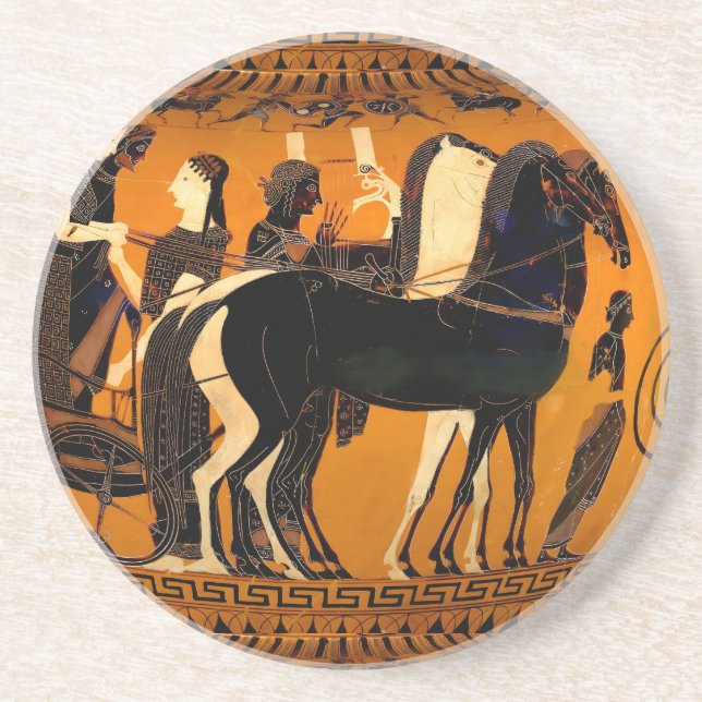 Ancient Greek Black-Figure Art Sandstone Coaster (Front)