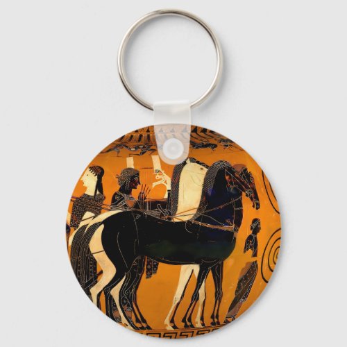 Ancient Greek Black_Figure Historical Art Keychain