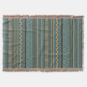 Ancient Greek Blue Geometrical Pattern Throw Blanket