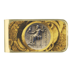 ANCIENT GREEK COIN /ZEUS HOLDING AN EAGLE Printed Gold Finish Money Clip