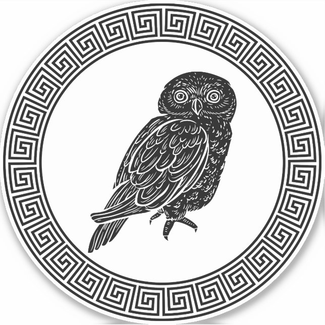 Ancient Greek Design Athena's Owl Sticker (Front)
