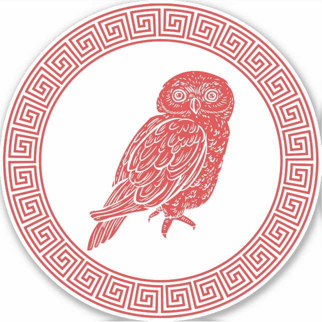 Ancient Greek Design Athena's Owl Sticker (Front)