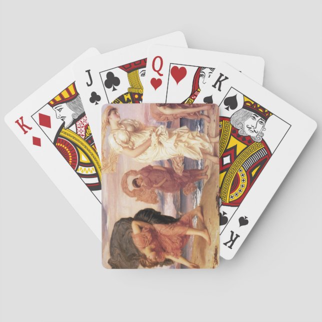 Ancient Greek Girls Picking up Pebbles Poker Cards (Back)