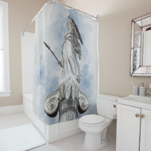 Ancient Greek Goddess Athena Statue Shower Curtain