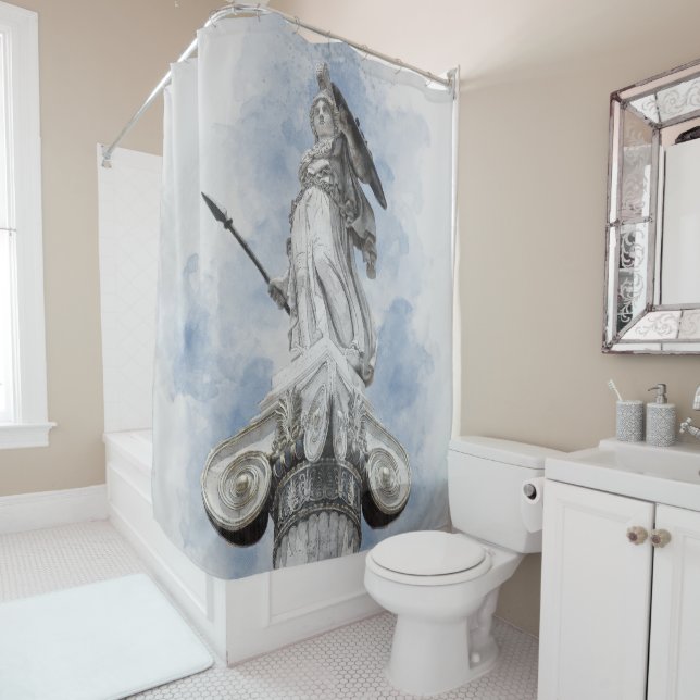 Ancient Greek Goddess Athena Statue Shower Curtain (In Situ)