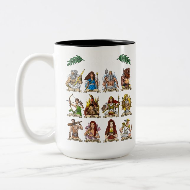 Ancient Greek Gods Two-Tone Coffee Mug (Left)