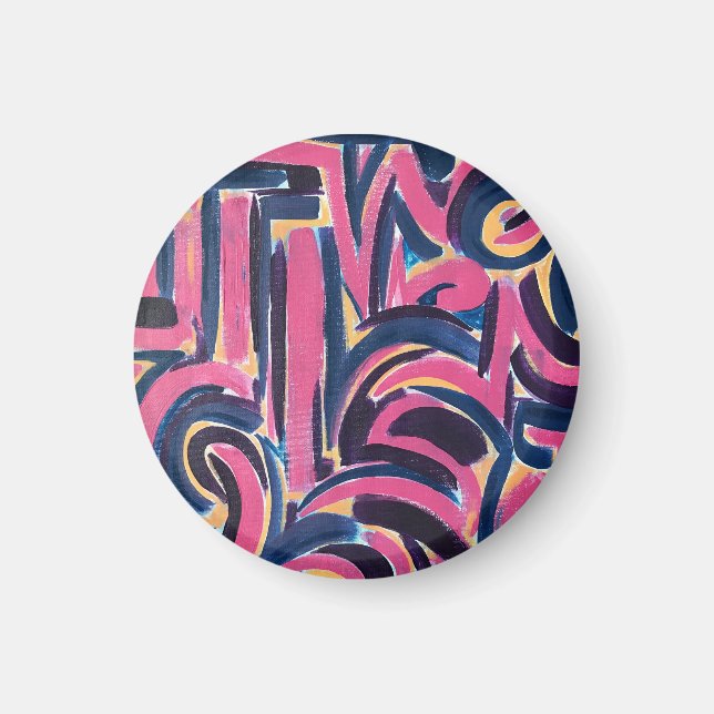 Ancient Greek Graffiti-Hand Painted Abstract Art Magnet (Front)