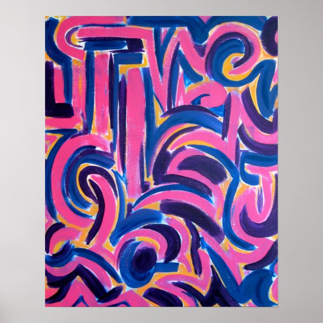 Ancient Greek Graffiti-Hand Painted Abstract Art Poster (Front)