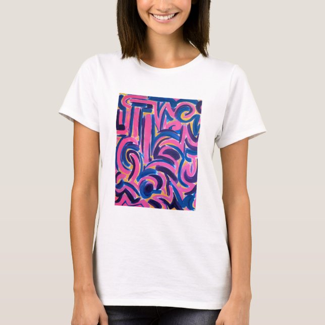 Ancient Greek Graffiti-Hand Painted Brushstrokes T-Shirt (Front)