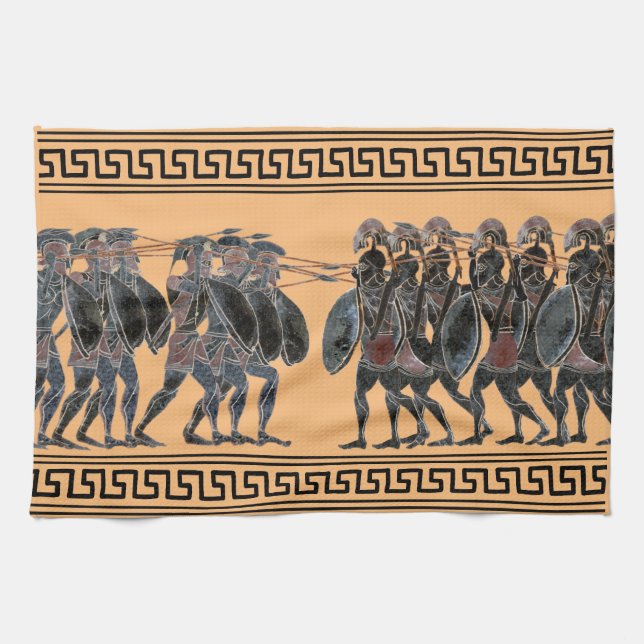 Ancient Greek hoplites in battle Kitchen Towel (Horizontal)