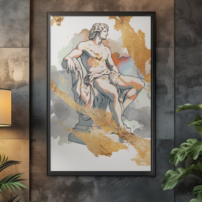 Ancient Greek man sitting surrounded by goldmarble Canvas Print (Creator Uploaded)