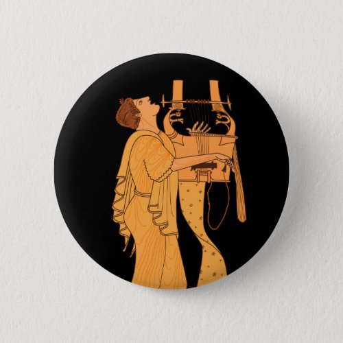 Ancient Greek Musician Singing  Playing Kithara Button