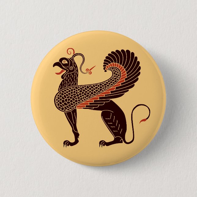 Ancient Greek Mythological Beast Griffin Button (Front)