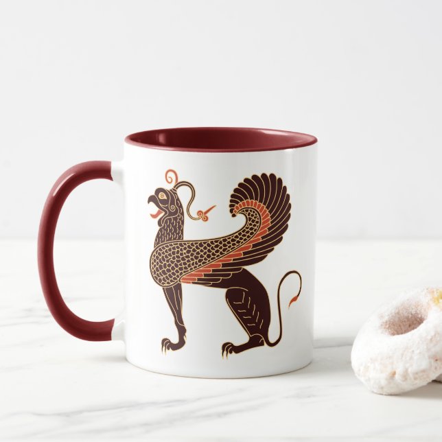 Ancient Greek Mythological Beast Griffin Mug (With Donut)