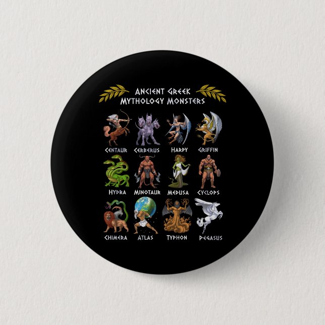 Ancient Greek Mythology Monsters Button (Front)