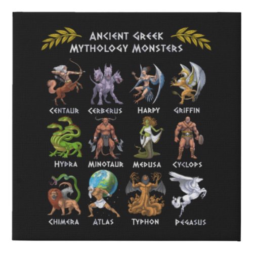Ancient Greek Mythology Monsters Faux Canvas Print