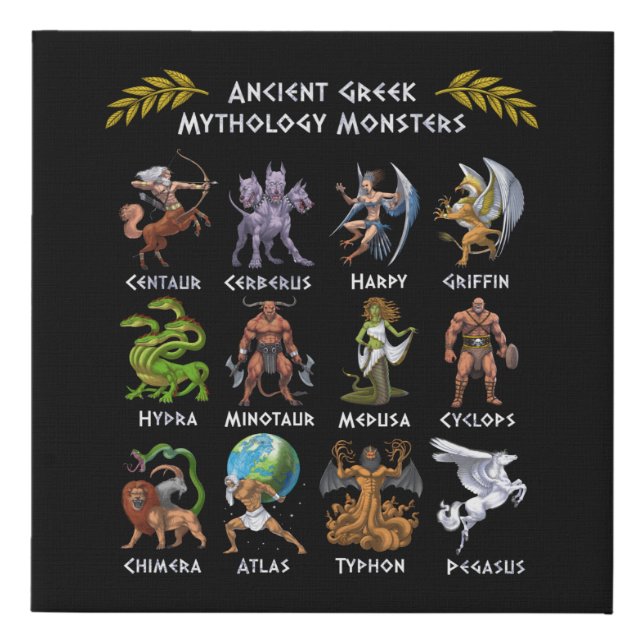 Ancient Greek Mythology Monsters Faux Canvas Print (Front)