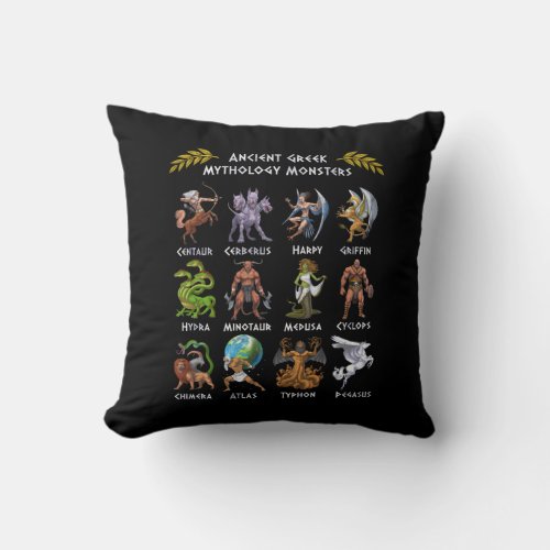 Ancient Greek Mythology Monsters Throw Pillow