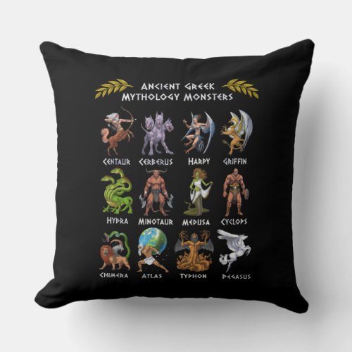 Ancient Greek Mythology Monsters Throw Pillow
