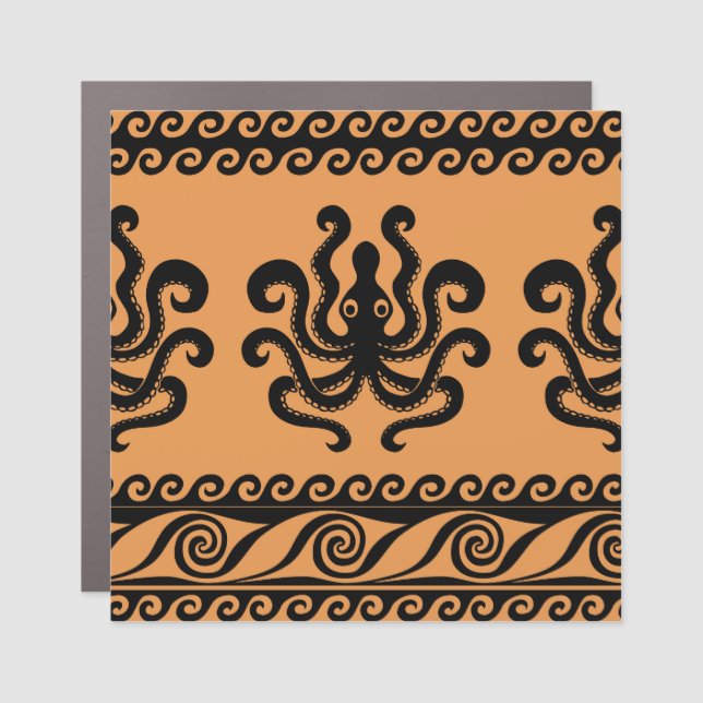 Ancient Greek octopus, wave pattern Car Magnet (Front)