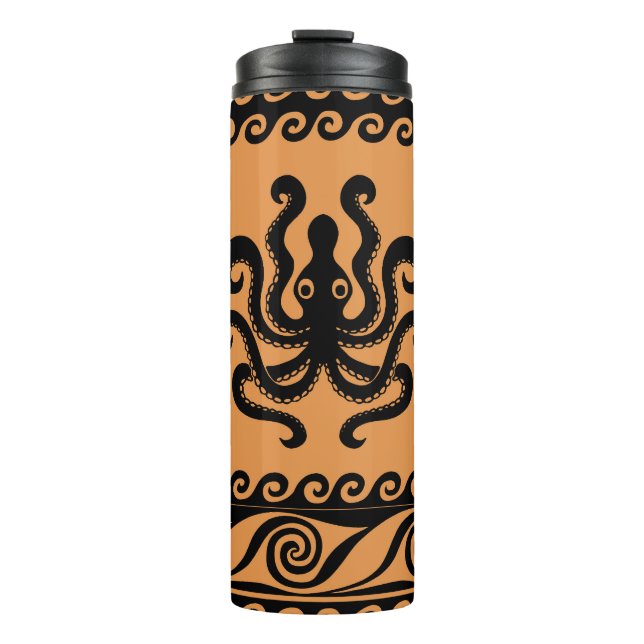 Ancient Greek octopus, wave pattern Thermal Tumbler (Front)