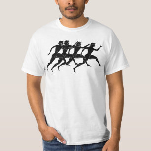 Ancient Greek Runners Running - Black T-Shirt